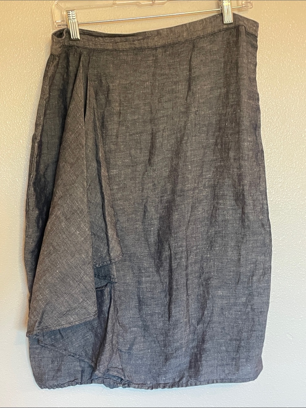 Halston Heritage Steel Gray Textured Midi Skirt